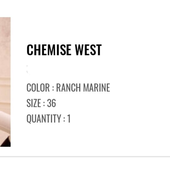 Sezane West Shirt Ranch Marine - Size 36 - Picture 3 of 3